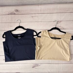 2-Pack George Seamless Tank Tops – Size M (8/10) – Black & Beige Layering
